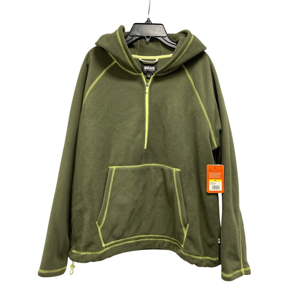 Bass Outdoor Women's Quarter-Zip Fleece Green Hoodie Top Jacket Sz M NWT